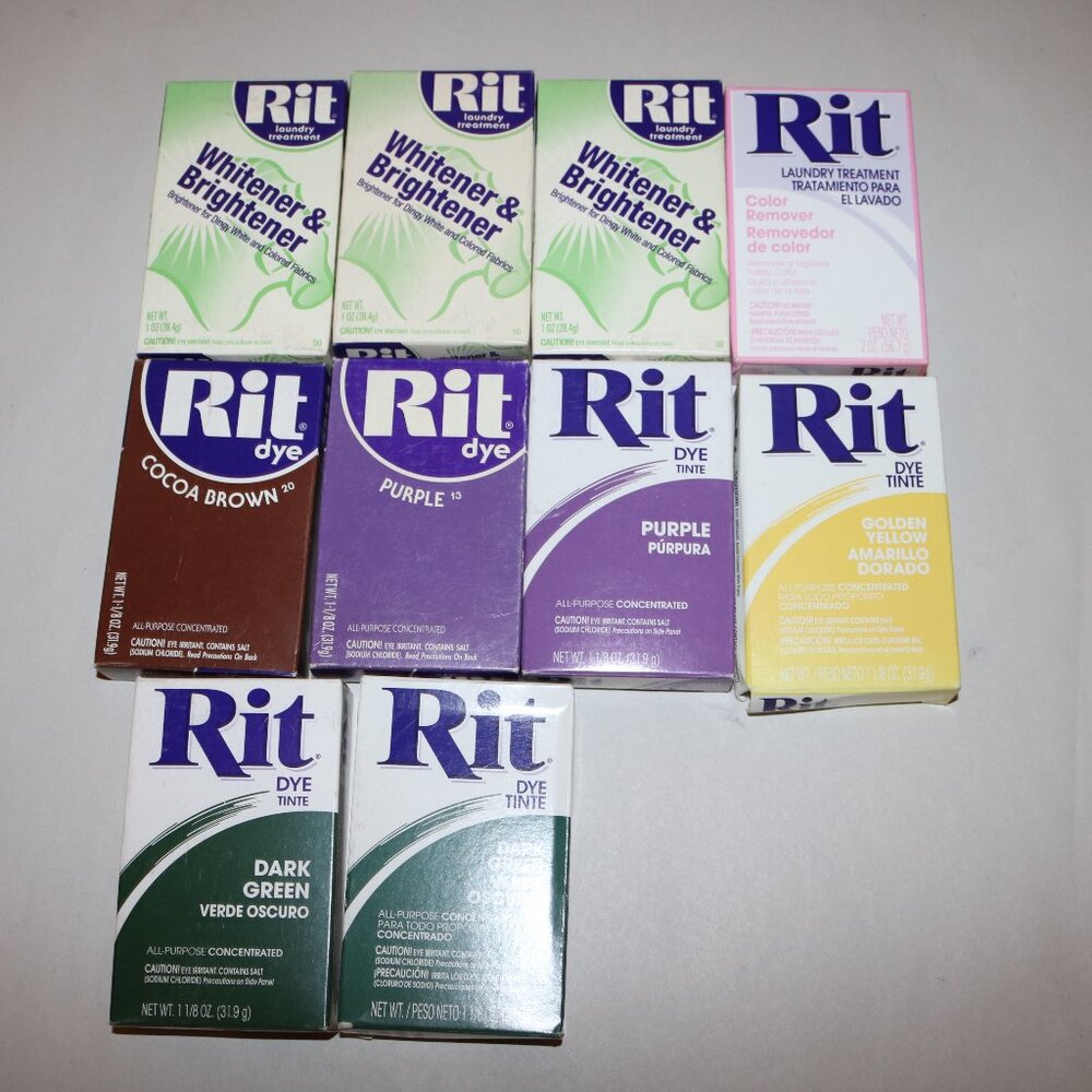 Lot of 10 Rit dye boxes never opened great variety